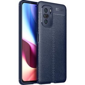 Teleplus Xiaomi Poco F3 Kamera Korumalı Deri Dokulu Lacivert Nano Ekran Koruyucu Silikon Cep Telefonu Kılıf