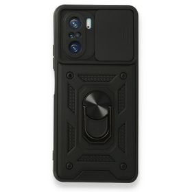Teleplus Xiaomi Poco F3 Kamera Korumalı Yüzüklü Tank Pars Silikon Siyah Kılıf