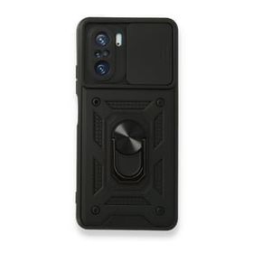 Teleplus Xiaomi Poco F3 Kamera Korumalı Yüzüklü Tank Pars Silikon Siyah Kılıf