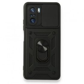 Teleplus Xiaomi Poco F3 Kamera Korumalı Yüzüklü Tank Pars Silikon Siyah Kılıf