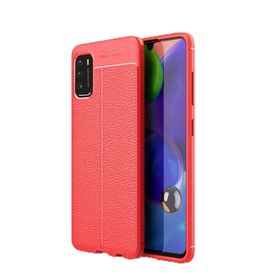 Teleplus Xiaomi Poco M3 Deri Dokulu Nano Ekran Koruyucu Kırmızı Silikon Cep Telefonu Kılıf