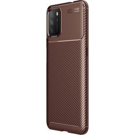 Teleplus Xiaomi Poco M3 Karbon Dokulu Kahverengi Silikon Cep Telefonu Kılıf