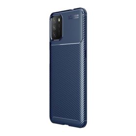 Teleplus Xiaomi Poco M3 Karbon Dokulu Kahverengi Silikon Cep Telefonu Kılıf