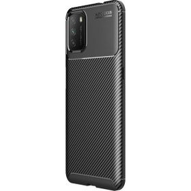 Teleplus Xiaomi Poco M3 Karbon Dokulu Nano Ekran Koruyucu Siyah Silikon Cep Telefonu Kılıf