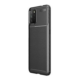 Teleplus Xiaomi Poco M3 Karbon Dokulu Nano Ekran Koruyucu Siyah Silikon Cep Telefonu Kılıf