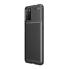 Teleplus Xiaomi Poco M3 Karbon Dokulu Nano Ekran Koruyucu Siyah Silikon Cep Telefonu Kılıf
