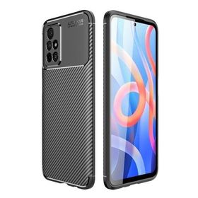 Teleplus Xiaomi Poco M4 Pro 5G Kamera Korumalı Karbon Dokulu Silikon Siyah Kılıf