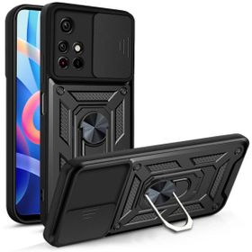 Teleplus Xiaomi Poco M4 Pro 5G Kamera Korumalı Yüzüklü Tank Pars Silikon Kırmızı Kılıf
