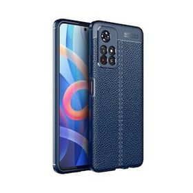 Teleplus Xiaomi Poco M4 Pro 5g Kılıf Kamera Korumalı Deri Dokulu Silikon Lacivert Nano Ekran Koruyucu