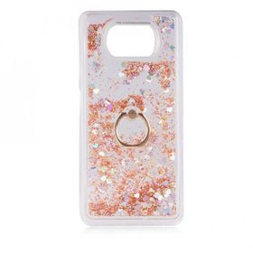 Teleplus Xiaomi Poco X3 NFC Sulu Yüzüklü Milce Glitter Silikon Gümüş Kılıf