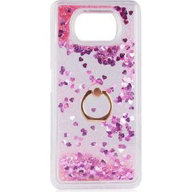 Teleplus Xiaomi Poco X3 Pro Sulu Yüzüklü Milce Glitter Silikon Pembe Kılıf