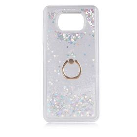 Teleplus Xiaomi Poco X3 Pro Sulu Yüzüklü Milce Glitter Silikon Pembe Kılıf