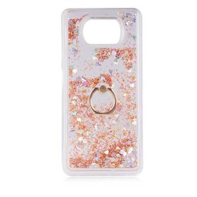 Teleplus Xiaomi Poco X3 Pro Sulu Yüzüklü Milce Glitter Silikon Pembe Kılıf