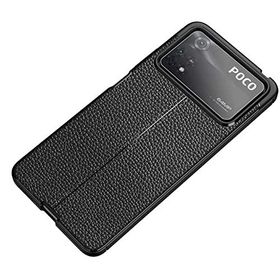 Teleplus Xiaomi Poco X4 Pro 5G Deri Dokulu Niss Silikon Lacivert Kılıf