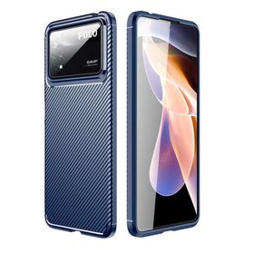 Teleplus Xiaomi Poco X4 Pro 5G Karbon Dokulu Negro Silikon Lacivert Kılıf