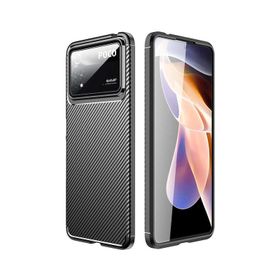 Teleplus Xiaomi Poco X4 Pro 5G Karbon Dokulu Negro Silikon Lacivert Kılıf
