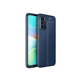 Teleplus Xiaomi Redmi 10 2022 Kamera Korumalı Deri Dokulu Silikon Nano Ekran Koruyucu Lacivert Kılıf