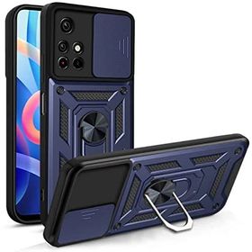 Teleplus Xiaomi Redmi 10 2022 Kamera Korumalı Yüzüklü Tank Pars Silikon Lacivert Kılıf