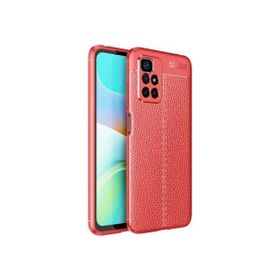 Teleplus Xiaomi Redmi 10 Kılıf Deri Dokulu Silikon Kırmızı Nano Ekran Koruyucu