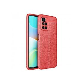 Teleplus Xiaomi Redmi 10 Kılıf Deri Dokulu Silikon Kırmızı Nano Ekran Koruyucu