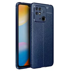 Teleplus Xiaomi Redmi 10C Kamera Korumalı Deri Dokulu Lacivert Nano Ekran Koruyucu Silikon Cep Telefonu Kılıf