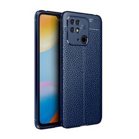 Teleplus Xiaomi Redmi 10C Kamera Korumalı Deri Dokulu Lacivert Nano Ekran Koruyucu Silikon Cep Telefonu Kılıf