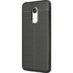 Teleplus Xiaomi Redmi 5 Plus Deri Dokulu Silikon Siyah Kılıf