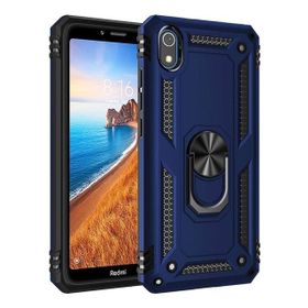 Teleplus Xiaomi Redmi 7A Vega Yüzüklü Tank Kapak Lacivert Nano Ekran Koruyucu Cep Telefonu Kılıfı