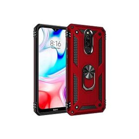 Teleplus Xiaomi Redmi 8 Vega Yüzüklü Çift Katmanlı Tank Kapak Gümüş Kılıf