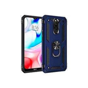 Teleplus Xiaomi Redmi 8 Vega Yüzüklü Çift Katmanlı Tank Kapak Gümüş Kılıf