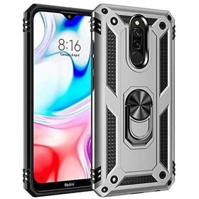 Teleplus Xiaomi Redmi 8 Vega Yüzüklü Çift Katmanlı Tank Kapak Nano Ekran Koruyucu Lacivert Kılıf