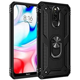 Teleplus Xiaomi Redmi 8 Vega Yüzüklü Çift Katmanlı Tank Kapak Nano Ekran Koruyucu Lacivert Kılıf