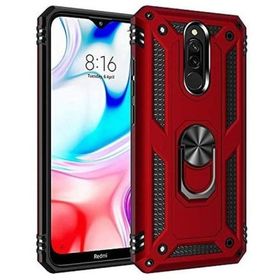 Teleplus Xiaomi Redmi 8 Vega Yüzüklü Çift Katmanlı Tank Kapak Nano Ekran Koruyucu Lacivert Kılıf