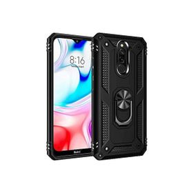 Teleplus Xiaomi Redmi 8A Vega Yüzüklü Çift Katmanlı Tank Kapak Nano Ekran Koruyucu Siyah Kılıf