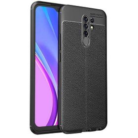 Teleplus Xiaomi Redmi 9 Deri Dokulu Siyah Nano Ekran Koruyucu Silikon Cep Telefonu Kılıf