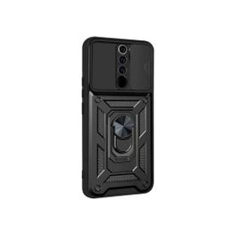 Teleplus Xiaomi Redmi 9 Kamera Korumalı Yüzüklü Tank Pars Silikon Kırmızı Kılıf