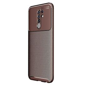 Teleplus Xiaomi Redmi 9 Negro Karbon Kahverengi Silikon Cep Telefonu Kılıf