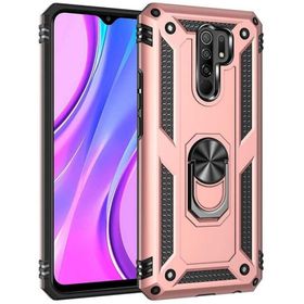 Teleplus Xiaomi Redmi 9 Vega Yüzüklü Çift Katmanlı Tank Kapak Siyah Kılıf
