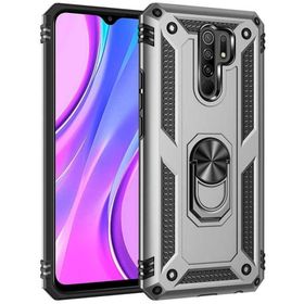 Teleplus Xiaomi Redmi 9 Vega Yüzüklü Çift Katmanlı Tank Kapak Siyah Kılıf