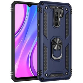 Teleplus Xiaomi Redmi 9 Vega Yüzüklü Çift Katmanlı Tank Kapak Siyah Kılıf