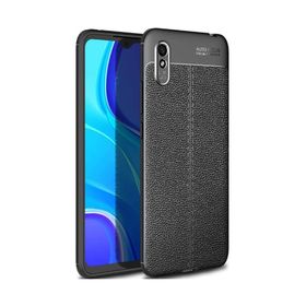 Teleplus Xiaomi Redmi 9A Deri Dokulu Kırmızı Nano Ekran Koruyucu Silikon Cep Telefonu Kılıf
