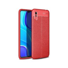 Teleplus Xiaomi Redmi 9A Deri Dokulu Kırmızı Silikon Cep Telefonu Kılıf