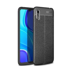 Teleplus Xiaomi Redmi 9A Deri Dokulu Kırmızı Silikon Cep Telefonu Kılıf