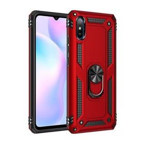 Teleplus Xiaomi Redmi 9A Kılıf Vega Yüzüklü Çift Katmanlı Tank Kapak Kırmızı Nano Ekran Koruyucu