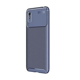 Teleplus Xiaomi Redmi 9A Negro Karbon Dokulu Kahverengi Silikon Cep Telefonu Kılıf