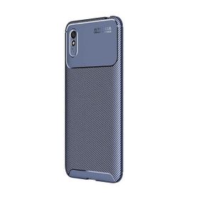 Teleplus Xiaomi Redmi 9A Negro Karbon Dokulu Kahverengi Silikon Cep Telefonu Kılıf
