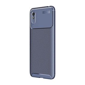 Teleplus Xiaomi Redmi 9A Negro Karbon Dokulu Kahverengi Silikon Cep Telefonu Kılıf