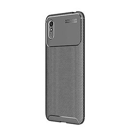 Teleplus Xiaomi Redmi 9A Negro Karbon Dokulu Nano Ekran Koruyucu Siyah Silikon Cep Telefonu Kılıf