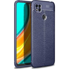 Teleplus Xiaomi Redmi 9C Deri Dokulu Lacivert Silikon Cep Telefonu Kılıf