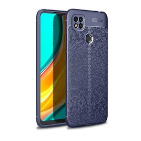 Teleplus Xiaomi Redmi 9C Deri Dokulu Lacivert Silikon Cep Telefonu Kılıf